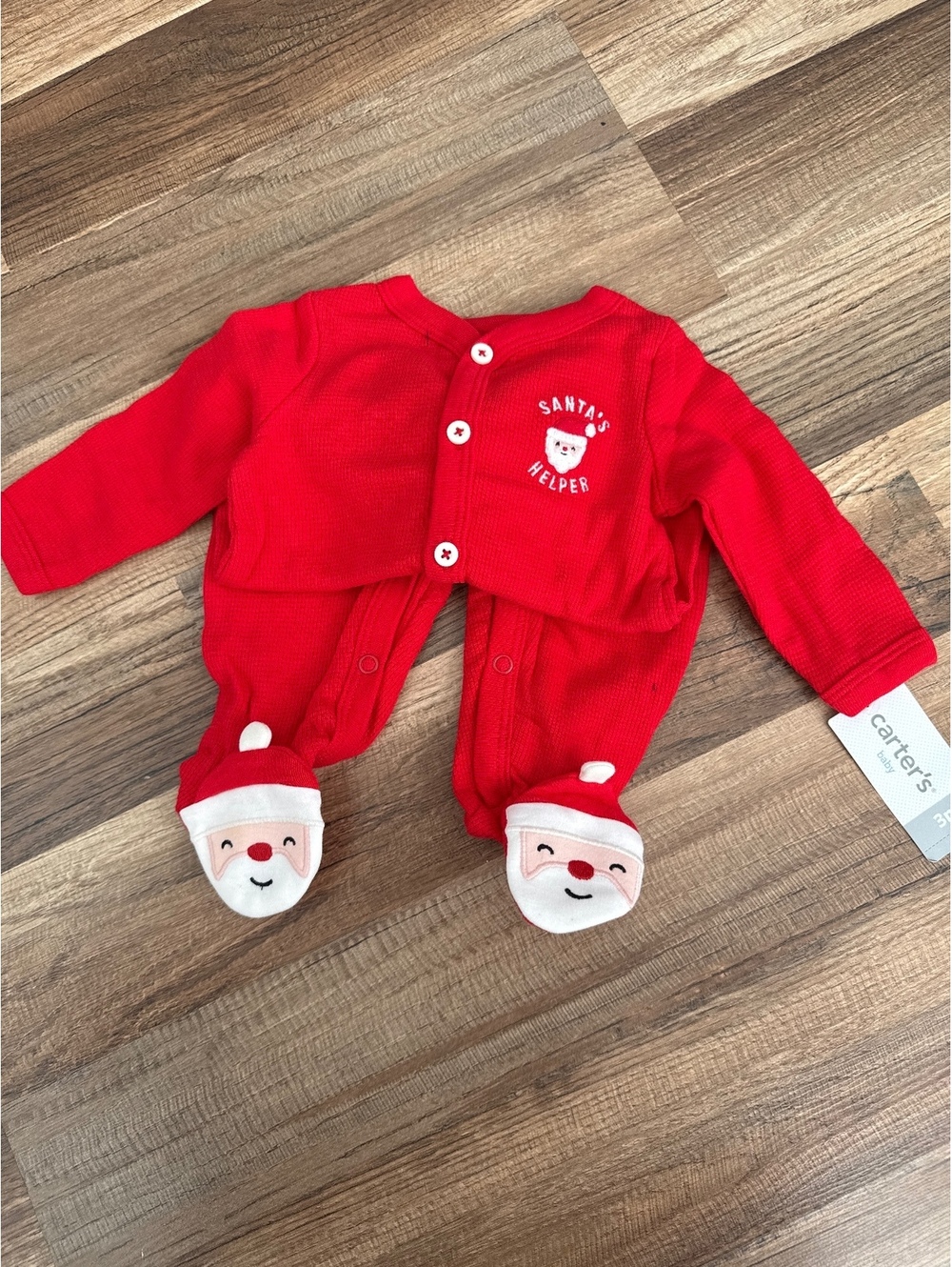 Carter's 3M Santa's Helper Red Baby Footed Pajamas